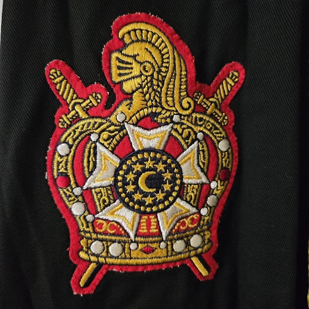 Vtg DeMolay Knights Templar Freemason Black Red‎ Handmade Cape Robe, Gold Rope